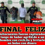 Vi¤l€nto atr4c0 a un ciudadano por hvrtarle un bolso, la Policía los capturó en flagrancia